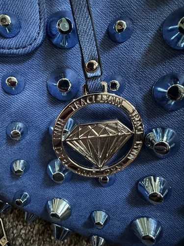 Traci Lynn Silver Studded Fashion Stud N' Chic Handbag Royal Blue Shoulder Strap - 第 2/6 張圖片
