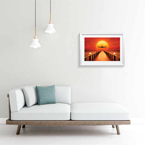 AEROPLANE BEACH SUNSET PHOTO ART FRAMED POSTER PRINT PICTURE FRAME A3 A4 A5 SIZE - Picture 9 of 15