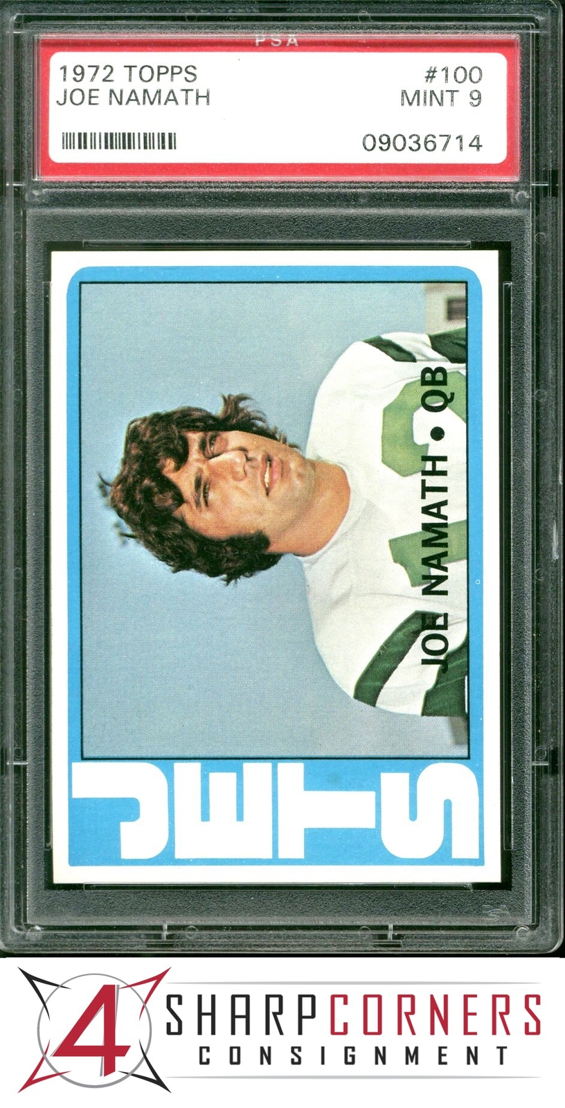 1972 TOPPS #100 JOE NAMATH JETS HOF PSA 9