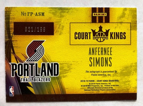 2018-19 Anfernee Simons Panini Fresh Paint Auto Autograph RC Rookie /199 CELTICS - Picture 2 of 2