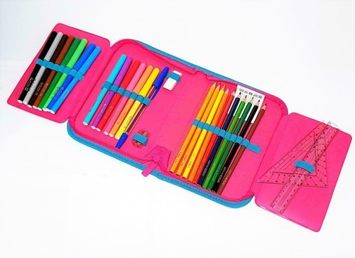 Herlitz Pencil Binder Feather Bag Filled 31-Piece Student Case Indian Summer - Picture 2 of 2