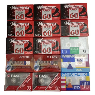 NEW/SEALED Blank Cassette Lot - BASF Ferro Extra I 90, TDK D90, Maxell UR 90