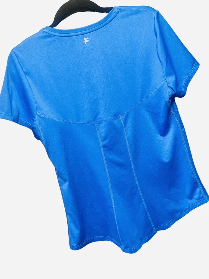 Blusa Fila Feminina Azul Manga Curta Atlética Decote V Performance Treino - Média - Imagem 2 de 2