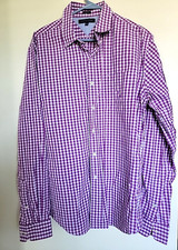 Tommy Hilfiger Slim Fit Dress Shirt Men's Size 16.5 Purple Check Cotton