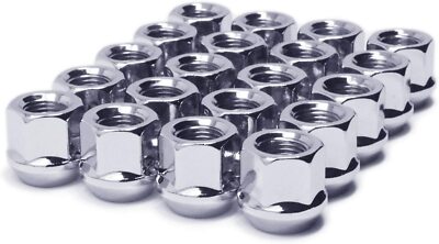 4Pc 7/16-20 Chrome 6 Spline Lug Nuts For Chevy Pontiac Buick Oldsmobile Tapered