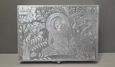 Schöne Schmuckschatulle Gautama Buddha und Lebensbaum geprägt Aufbewahrungsbox