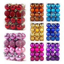 24-48x Small Christmas Baubles Xmas Tree Balls Decor Party Wedding Ornament Gift