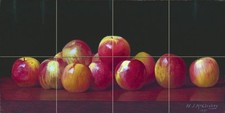 APPLES ON A TABLETOP fruit W. McCloskey Tile Mural Backsplash Art Marble Ceramic
