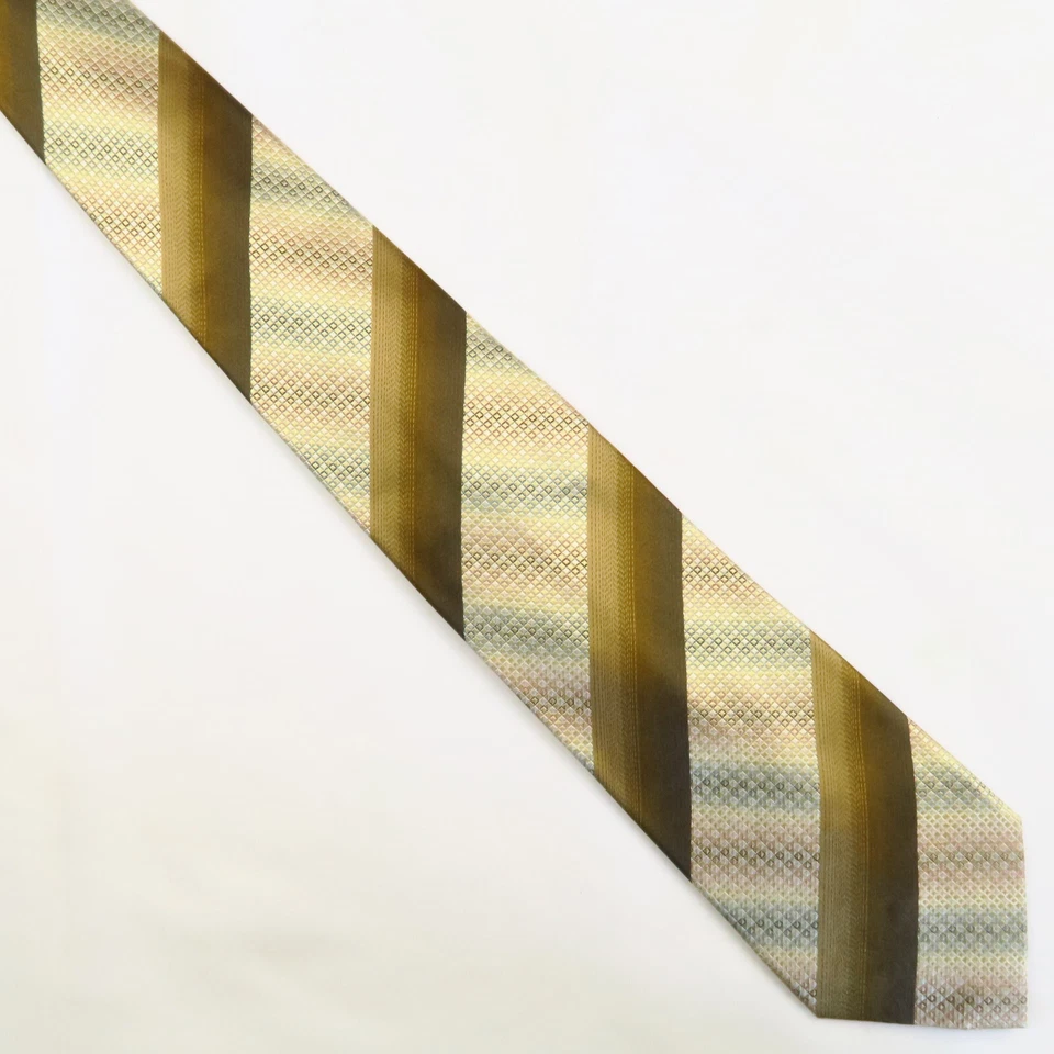 Kenneth Cole Brown Diagonal Stripe Beige Counter Stripe Mens Neck Tie 58x4 - Image 2 of 4