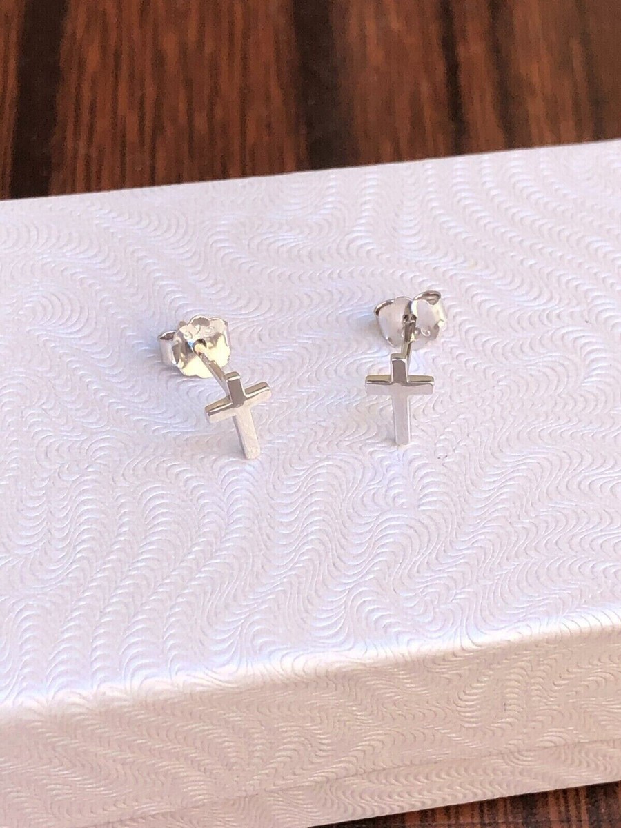 SILVER925 CROSS MOTIF STUD EARRINGS/シルバー Plain Cross Stud Earrings Sterling Silver 925 Dainty Cross Studs