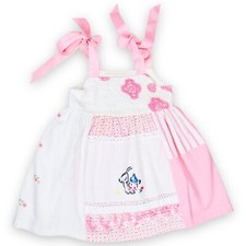 Vintage Handmade Baby Girl Embroidered Puppy Dog  Crochet Flower Dress 9m / 12m