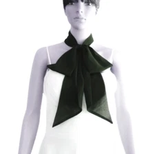 Dark Moss Green Neck Scarf. Long Scarf.  Bow Tie Scarf. Chiffon Handmade Scarf.