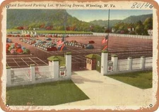 METAL SIGN - West Virginia Postcard - Hard surfaced parking lot, Wheeling Downs