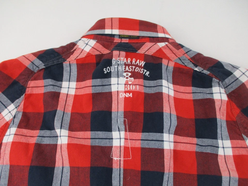 Camisa G Star Raw Arizona Elijah Para Hombres XL Roja A Cuadros Abotonada Perla A Presión Cremallera Completa Foto 4 de 4