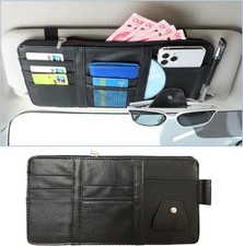 Car Sun Visor Organizer, Leather Multi-Pocket Auto Visor Storage Pocket Pouch Ho