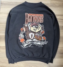 VTG 90s NFL CLEVELAND BROWNS TAZ  WARNER BROS 1995 SWEATSHIRT SIZE L BLACK
