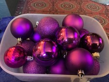 17 x Purple Christmas Baubles - Used 