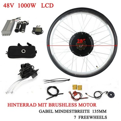 28'' 48V 1000W E-Bike Rear Wheel Hub Motor Conversion Kit With LCD