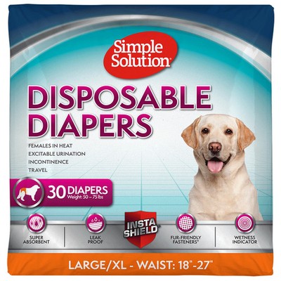 Simple Solution Disposable Female Diapers for Dogs, Large/X-Large, Count of 30