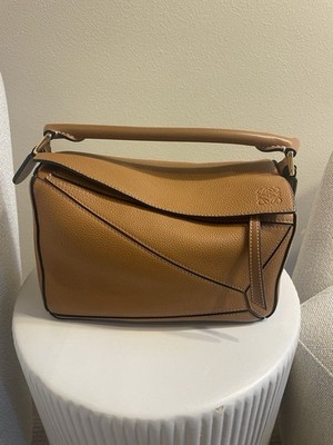 Loewe Puzzle Small Bag   Tan Calfskin, Gold Hardware Grained Leather