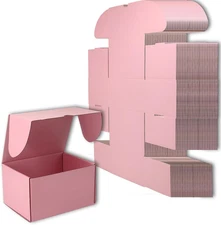 7X5X4 Inches Small Shipping Boxes Set of 50 - Pink Mailer Corrugated Cardboard B