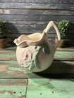 Vintage Tilted Weller Pottery Pitcher Vase Scalloped Rim Signed