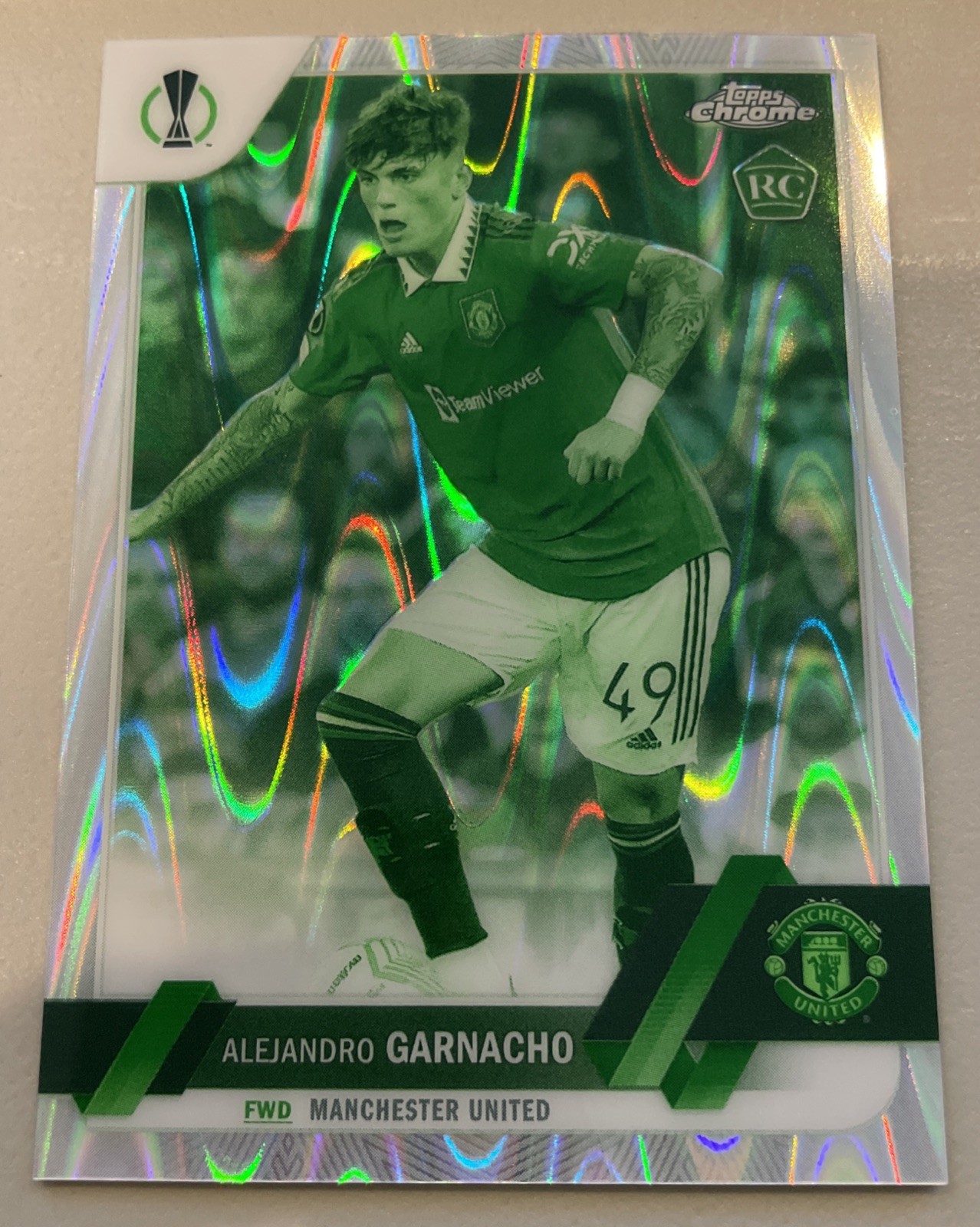 2022-23 Topps Chrome UEFA- Alejandro Garnacho #50 Night Vision Raywave /225 (RC)