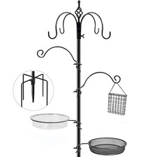 Bird Feeding Station, 90.55in 6-Hook Wild Bird Feeder Stand Pole with Water ...