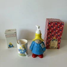 Vintage Paddington Bear Bathroom Soap Dispenser Toothbrush Cup