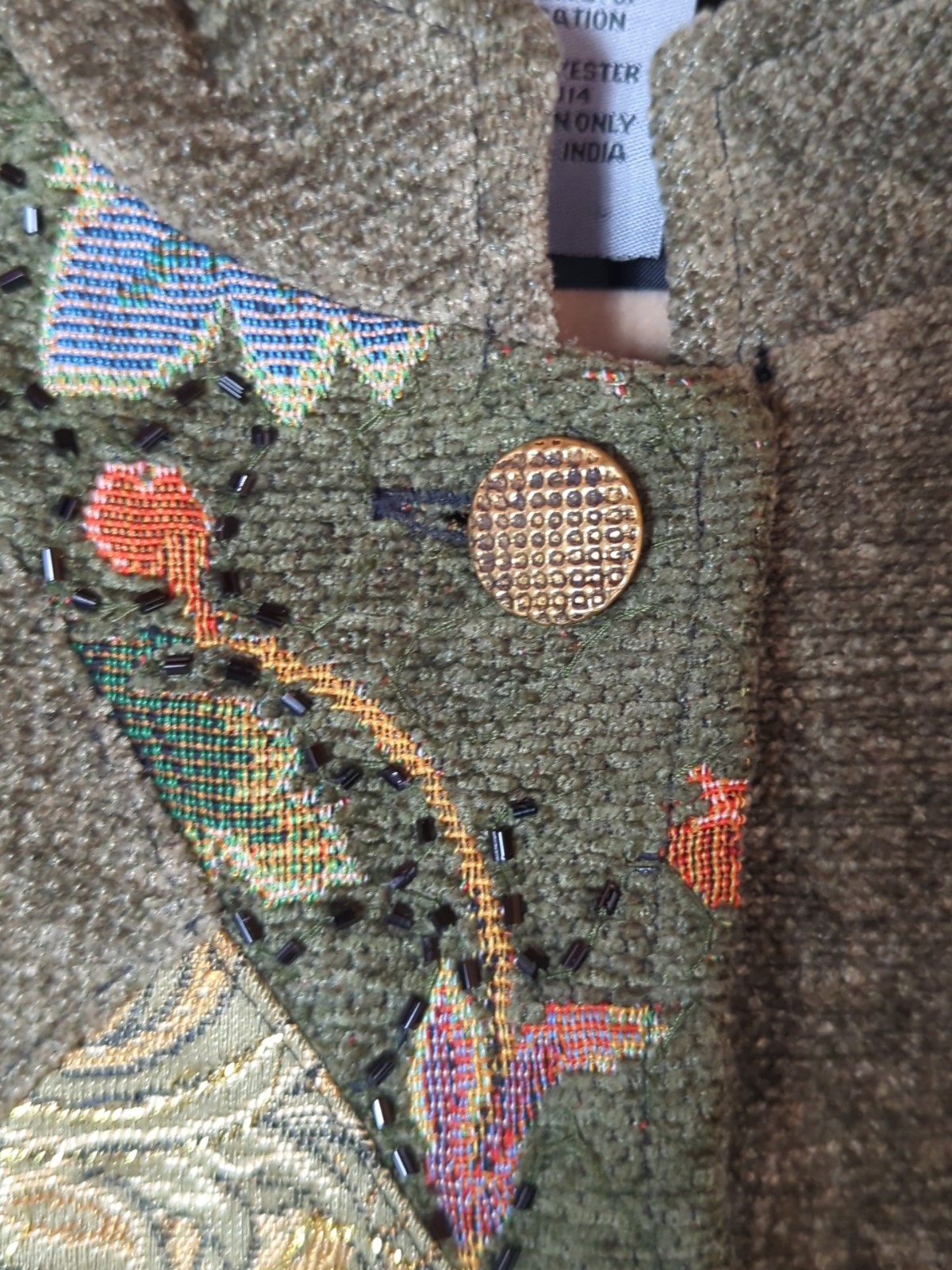 Indigo Moon Jacket Sequined Patchwork Art to wear… - image 3