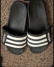 adidas Men's Slide Sandals US 5 Black/White 3-Stripes Logo Slip-On