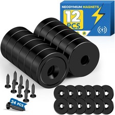 Cabinet Magnets, 20lbs Rare Earth Magnets, 12Pack Strong Magnet with Holes and I