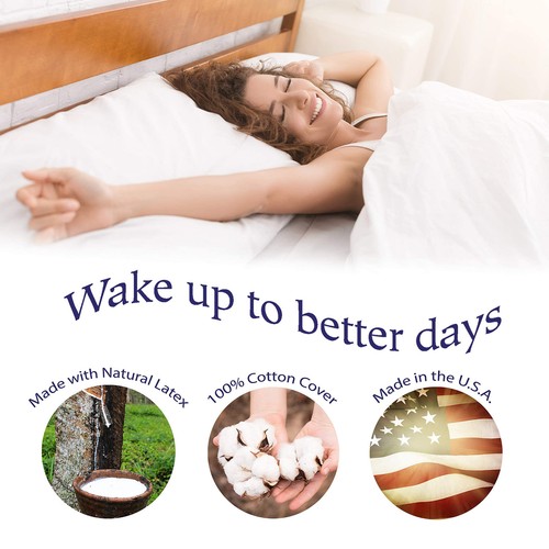 American Talalay Latex Medium Support High Profile Bed Pillow for Sleeping wi... - Picture 4 of 6