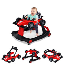Foldable Baby Walker, 4-In-1 Infant Walker with Adjustable Height  Speed, Music