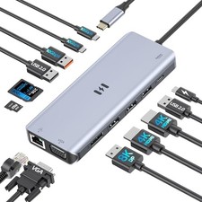 USB C Docking Station 4 Monitors,Laptop Docking Station 3 Monitors with 13 in 1