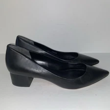 Via Spiga Shoes Womens Size 10.5 M Black Leather Pumps Career Heels Italy
