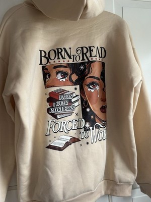 Neuer Hoodie ''Born to Read'' Größe L beige