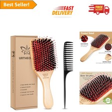 Luxury Boar Bristle Hair Brush Set - All Hair Types - For Gifting, Red Color
