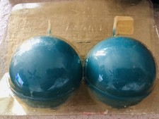 Round Shaped Ball Wax Candles 3 Inch Molca Set Of 2 Teal New
