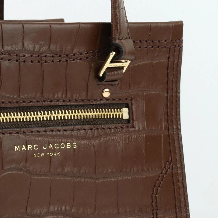 Marc Jacobs Croc Embossed Mini Cruiser Satchel Bag - Dark Brown