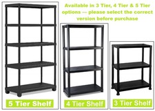 3/4/5 Tier Plastic Shelving Home Storage Unit Shelves Racking Garage Organiser