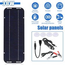 30W Solar Panel Kit 12V Trickle Charger Battery Charger Maintainer Boat RV Car