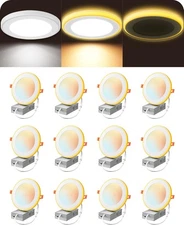 12 Pack Recessed Lighting 4 Inch with Night Light, 10W 800LM 5CCT Led Recessed