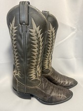 Vintage TONY LAMA Exotic Skin LEATHER Cowboy Boots 6.5 D USA GRAY Exotic