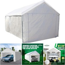 White Carport Sidewalls for Garage Canopy Tent Straps, Large