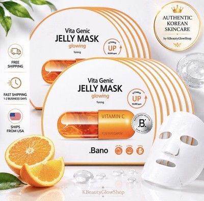 Bano Vita Genic Jelly Mask Vitamin C 10EA Korean Glow Face Sheet Mask 10 EA