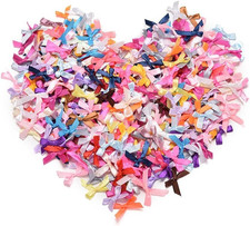 100 Pcs Multicolor Mini Satin Ribbon Flowers Bows,Gift/Diy/Craft/Wedding Decorat