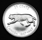 1967 25¢ silver coin in a paper flip