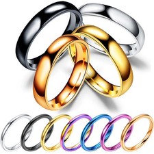 Titanium Steel Ring for Men Wedding Ring Simple Band Engagement Gifts 2/4/6mm UK