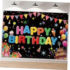 7 x 5 FT Happy Birthday Backdrop - Extra Large Colorful Birthday Banner Wall